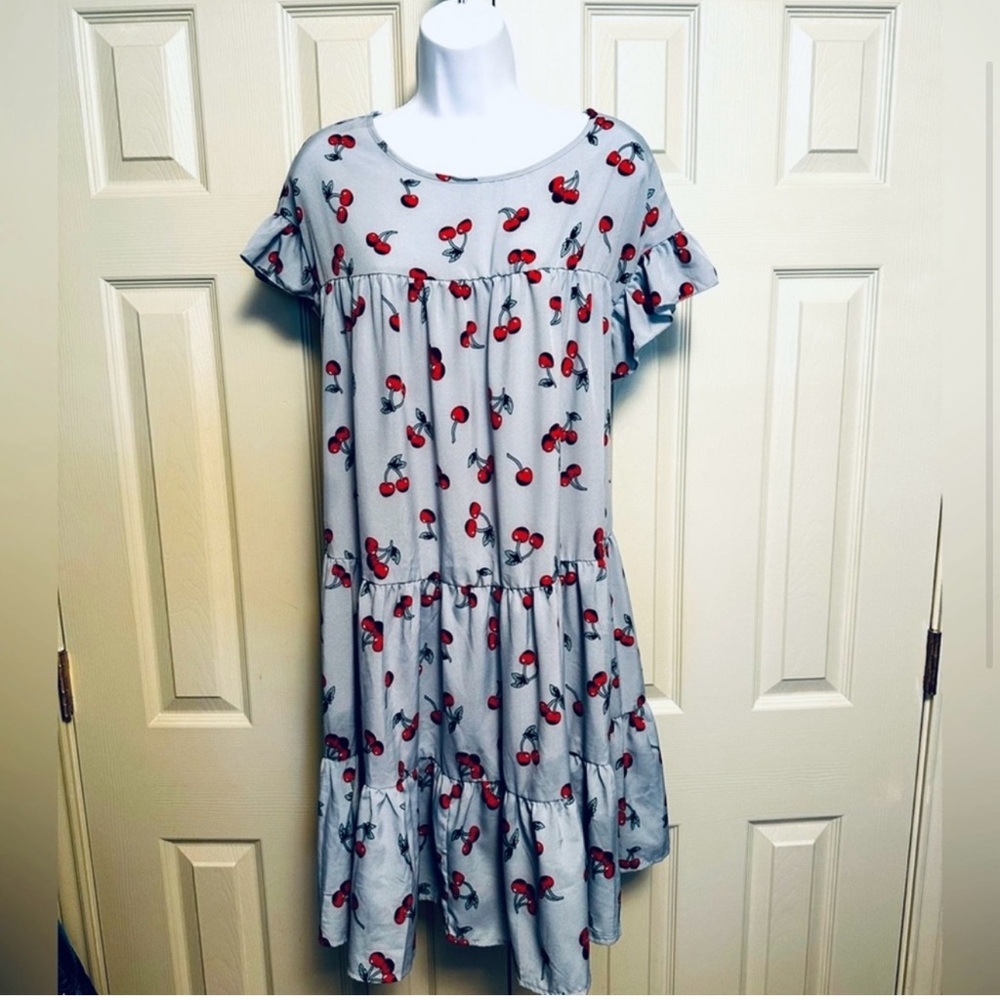 Cherry print babydoll dress size M